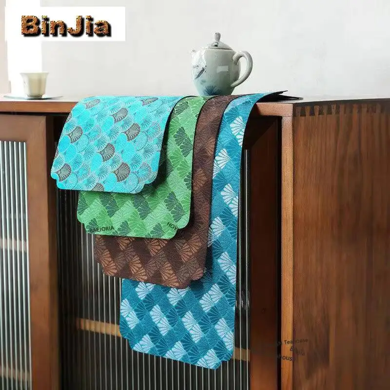 Manteles individuales de tela de espuma seca con bordado de brocado tejido, posavasos japonés para bebidas, tapetes para mesa de comedor doméstica, para artesanía del té