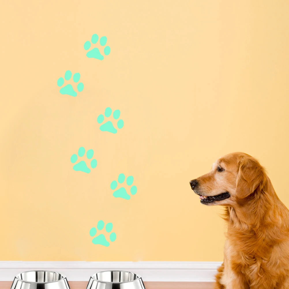 

6pcs Paw Night Luminous Stickers Glow in the Dark Wall Decals Removable Pawprint Stickers for Baby Nursery Kids Room Wall Decor