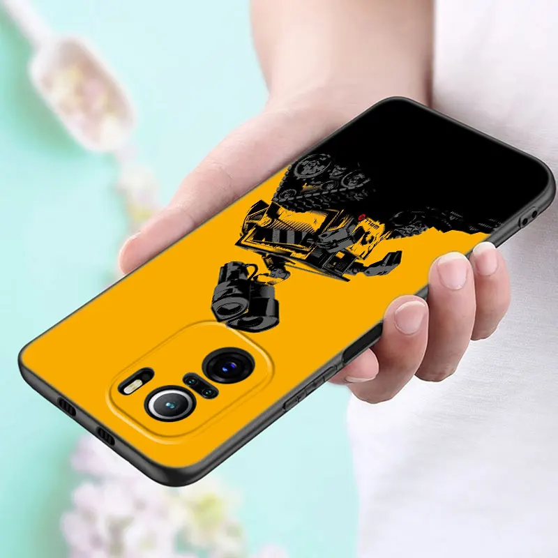 Mignon Robot WALL-E Étui de Téléphone Pour Xiaomi POCO F2 F3 M2 M3 M4 X3 X4 Pro NFC F4 GT 5G F1 X2 C3 C31 C40 M5S Doux TPU Couverture Noire