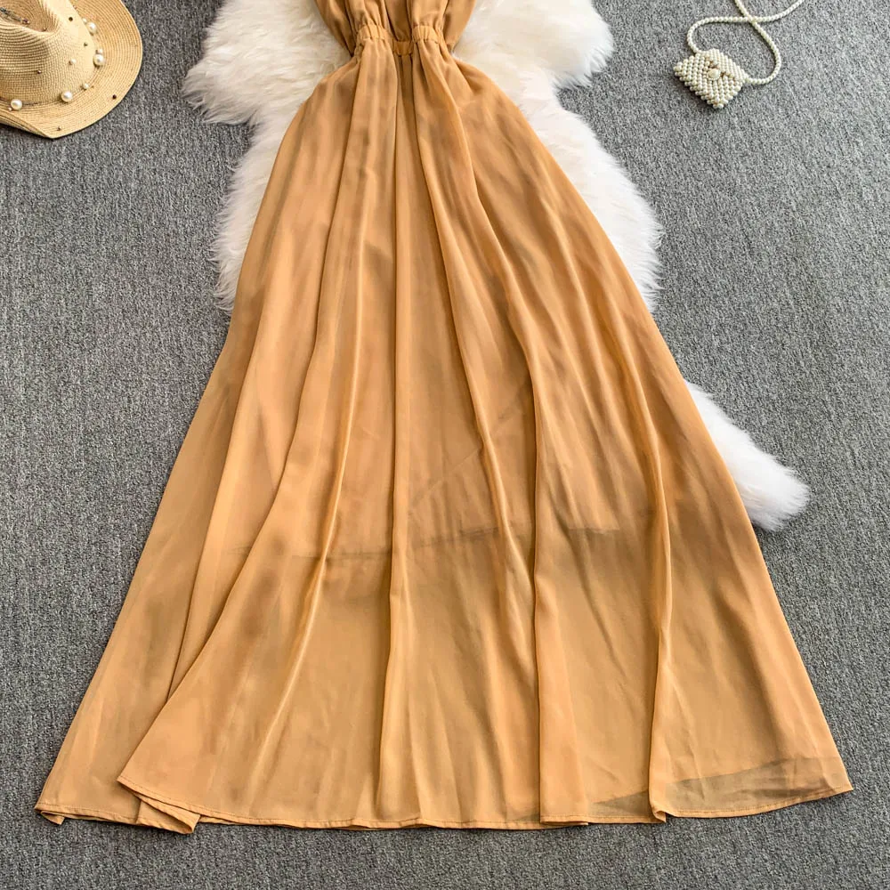 Clothland Vrouwen Sexy Kralen Diamant Maxi Jurk Uitgesneden Mouwloos Een Stuk Vrouwelijke Chic Lange Jurken Vestido QE045