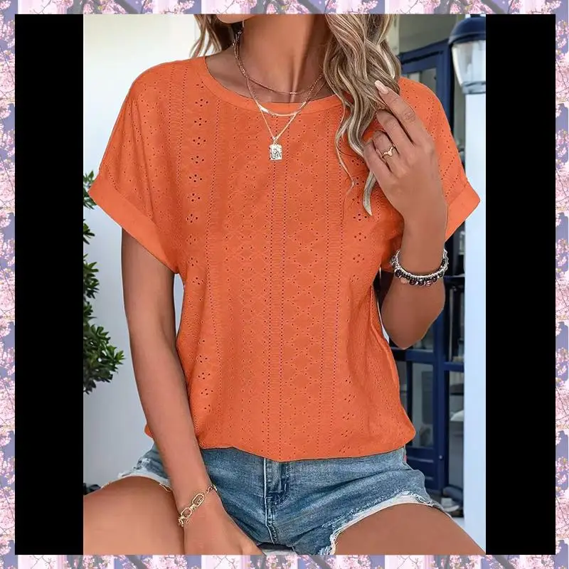 L73A 2025-Womens Tops Short Sleeve Shirts Blouses For Women Dressy Casual Cap Sleeve Tops