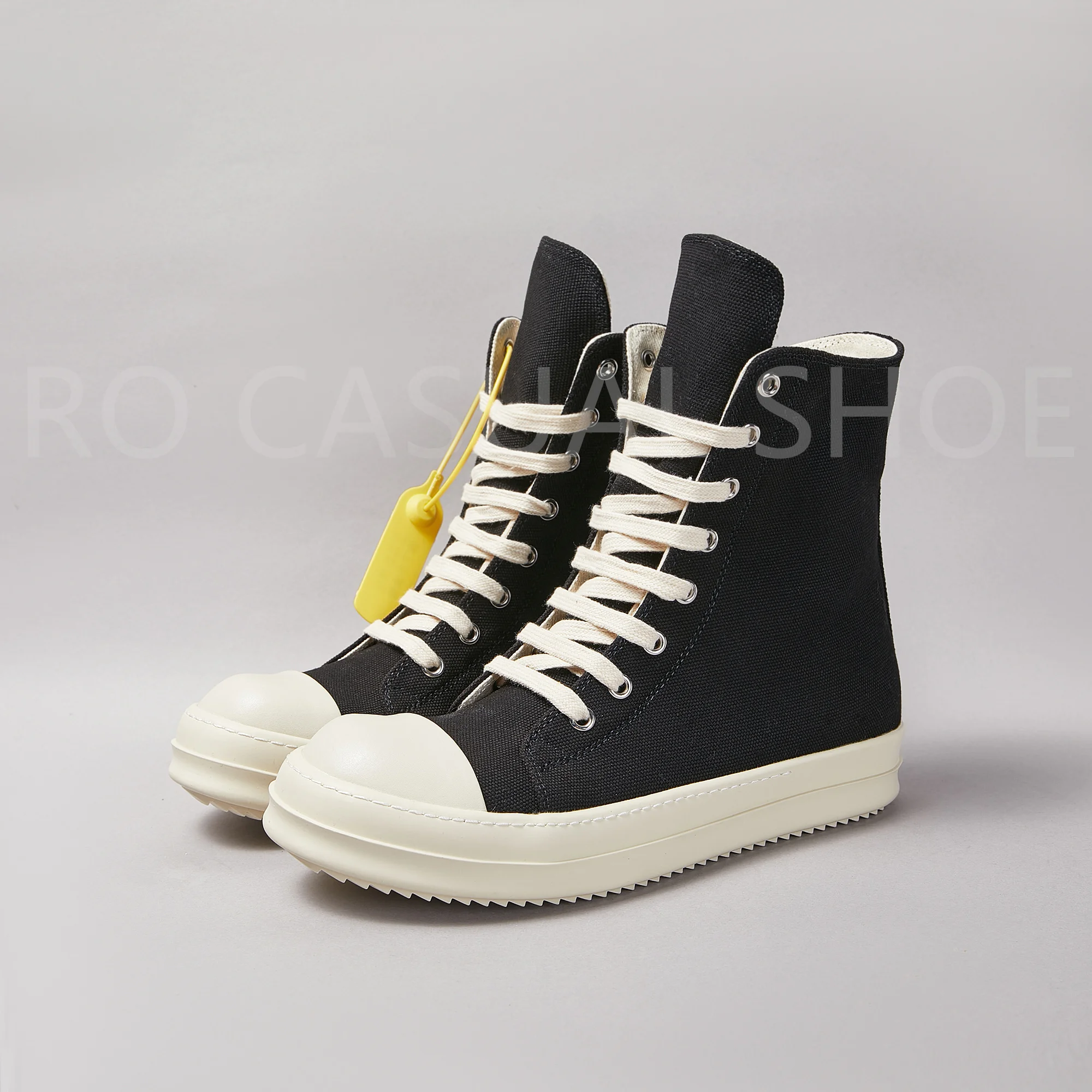 

Ricks Outdoor Luxury Black Canvas High Top Quality Owens Men Party Shoes Lace Up Women Sneaker Casual Owens Design boots & Shoes