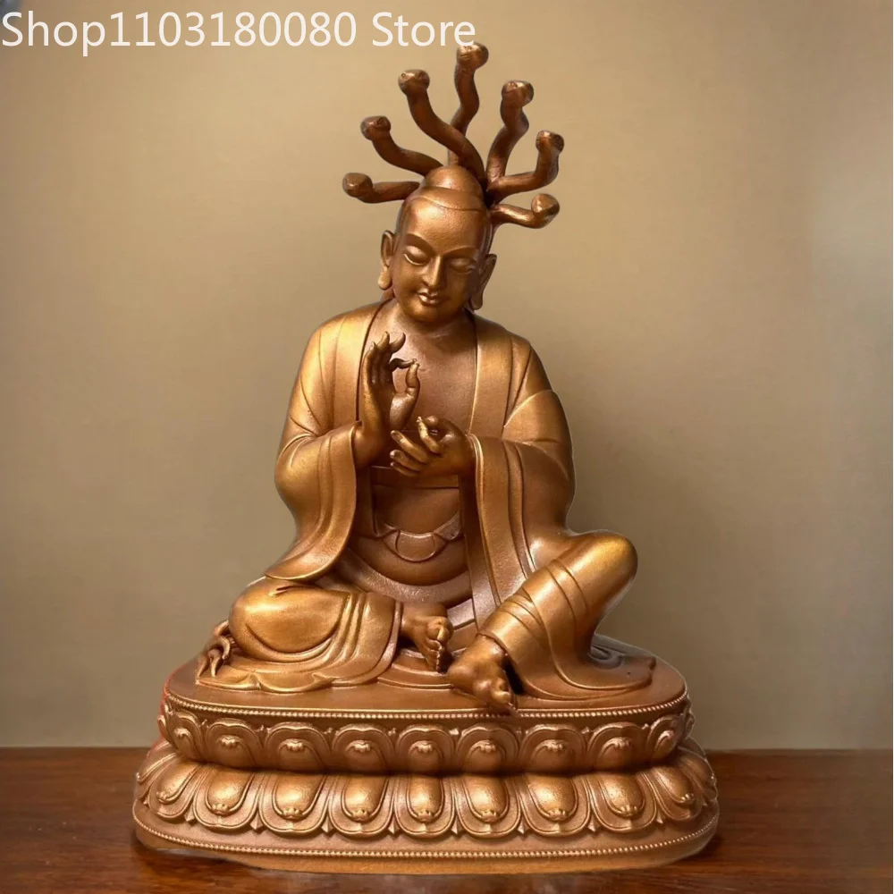 10cm Red Copper Nagarjuna Bodhisattva Statue Tibetan Buddhist Master Sculpture Altar Shrine Worship Decor