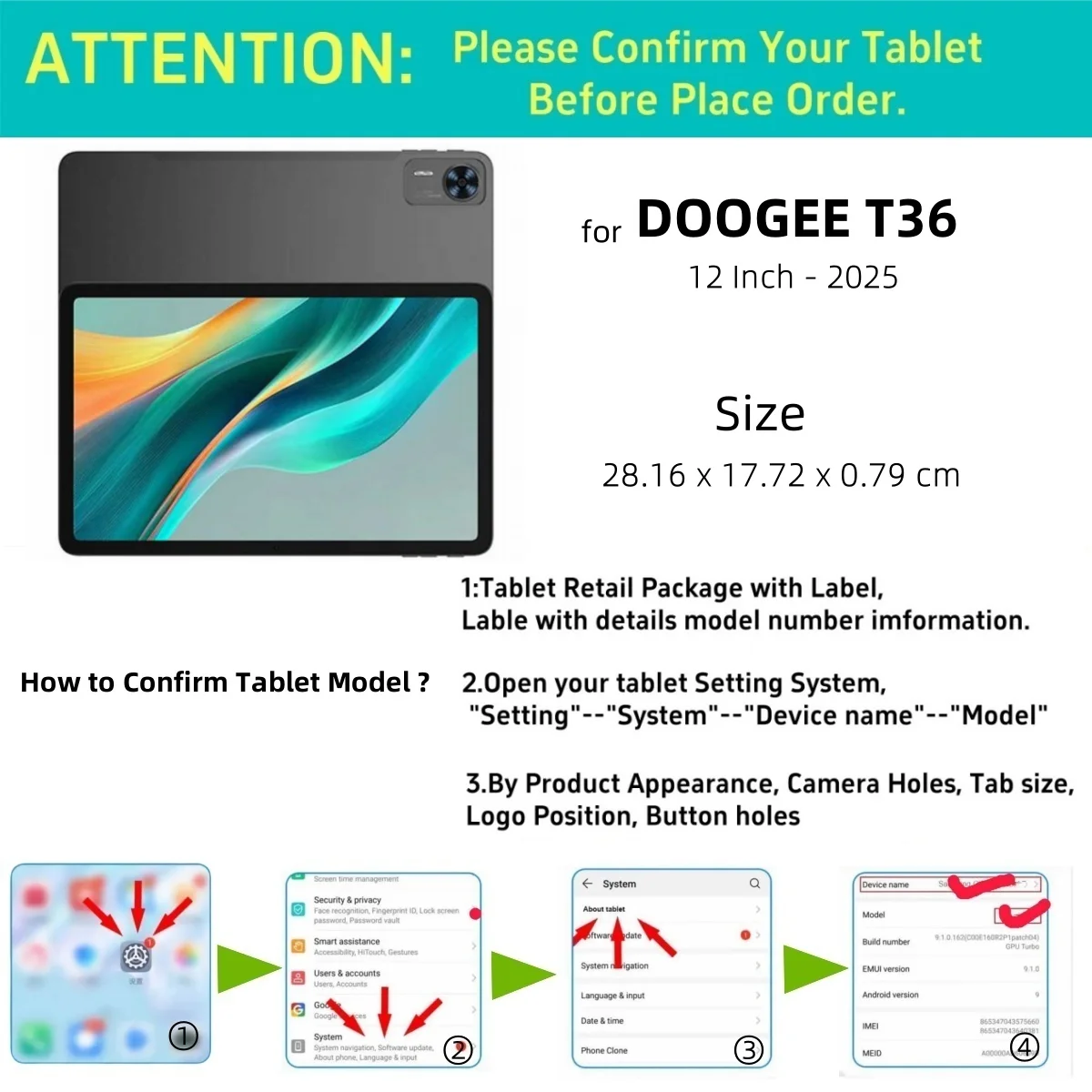 Magnetic Cover for DOOGEE T36 Case 12 Inch 2025 Funda Stand PU Leather Protective Shell