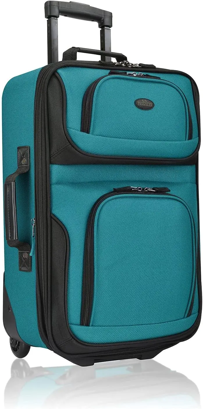 

Lightweight Teal Rolling Carry-On Suitcase with 2 Wheels for U.S. Travel
