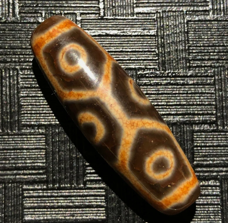 Magic Tibetan Old Agate Oily longevity 9Eye Totem dZi Bead 13*40mm C010