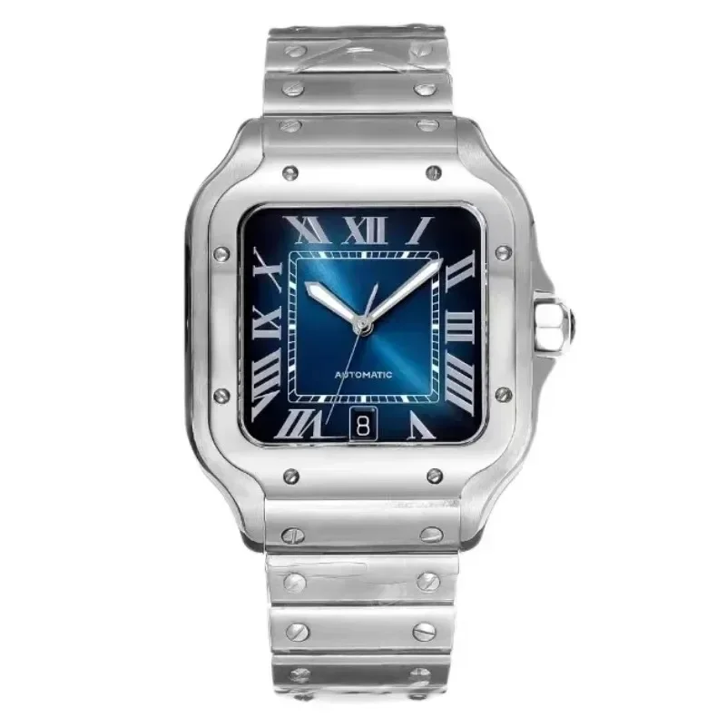 2024 جديد فاخر 42 مللي متر سلسلة سانتوس الرجال الفاخرة النبيلة موضة ساعة رائعة زوجين نموذج الفولاذ المقاوم للصدأ ساعة أوتوماتيكية