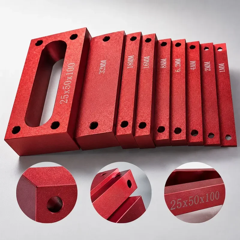 9 Piece Metric Woodworking Height Gauge Aluminum Alloy Mounting Block Table Saw Engraving Machine Positioning Measurement