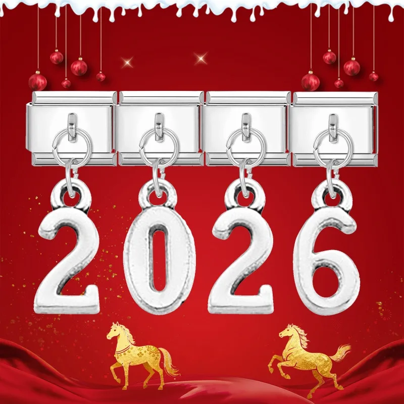 أحدث صيحات الموضة للرجال والنساء 26 قلادة بحروف إنجليزية وصلات ساحرة تناسب سوار 9 مللي متر من الفولاذ المقاوم للصدأ صنع مجوهرات ذاتية الصنع