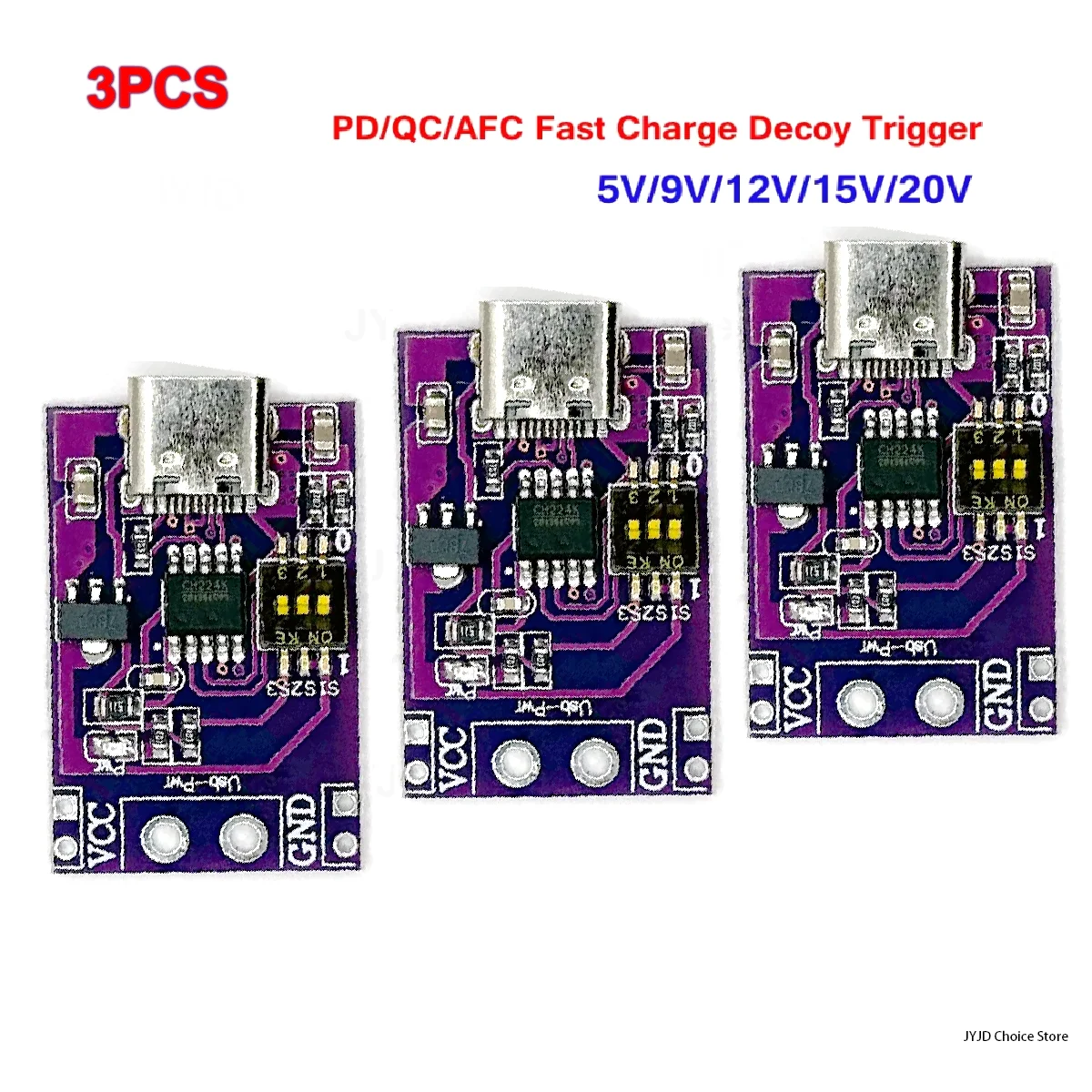 3pcs CH224K Module Type-C QC AFC PD2.0 PD3.0 to DC Spoof Scam Fast Charge Trigger Polling Detector 5V 9V 12V 15V 20V JYJDDIY