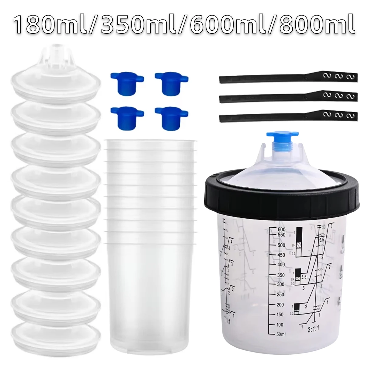 10Pcs Spray Gun Paint Mixing Cup H/O Quick Cup Spray Gun Tank180ML/350ML/600ML/800ML Disposable Paint Cup
