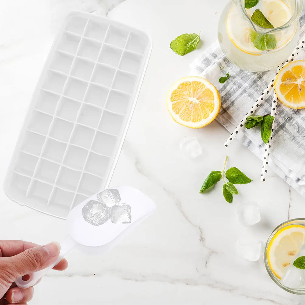 

2Sets Ice Cube Mold Silicone Tray 36-Grid Wear Resistant Practical Ice Maker Freezer Tool Easy Demould Fast Release