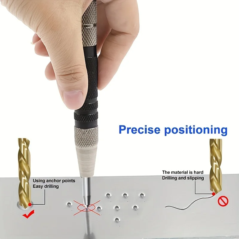 1PC Automatic Center Punch Center Hole Punch Machinists Carpenters Tool Wood Press Dent Marker Woodwork Tool Drill Bit