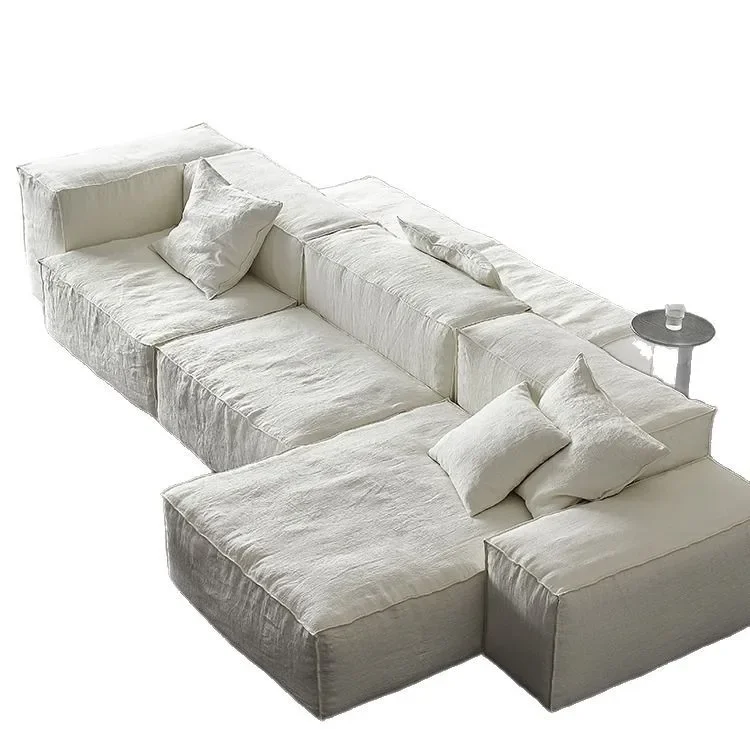 White cotton and linen cloth, fully dismantled and washed tofu cubes, square large living room combination
