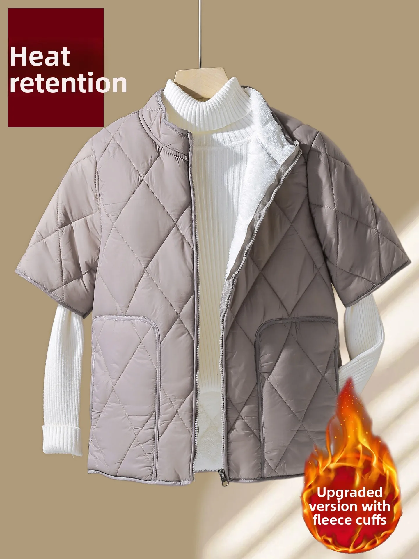 

Женский утепленный жилет с рукавом три четверти для дома, теплый базовый слой, короткий жилет с защитой плеч, защита от холода, пуховый хлопок