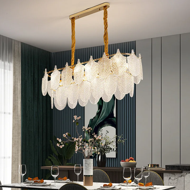 Modern Luxury Glass Pendant Lamp feather glass crystal chandelier for Bedroom Living Room LED ceiling crystal Pendant light