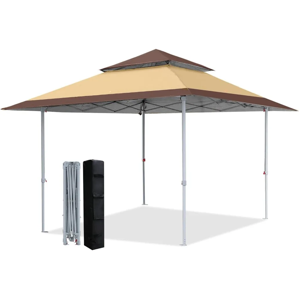 13x13Ft Pop Up Canopy Tent Instant Folding Shelter 169 Square Feet Large Outdoor Sun Protection Shade (Beige)