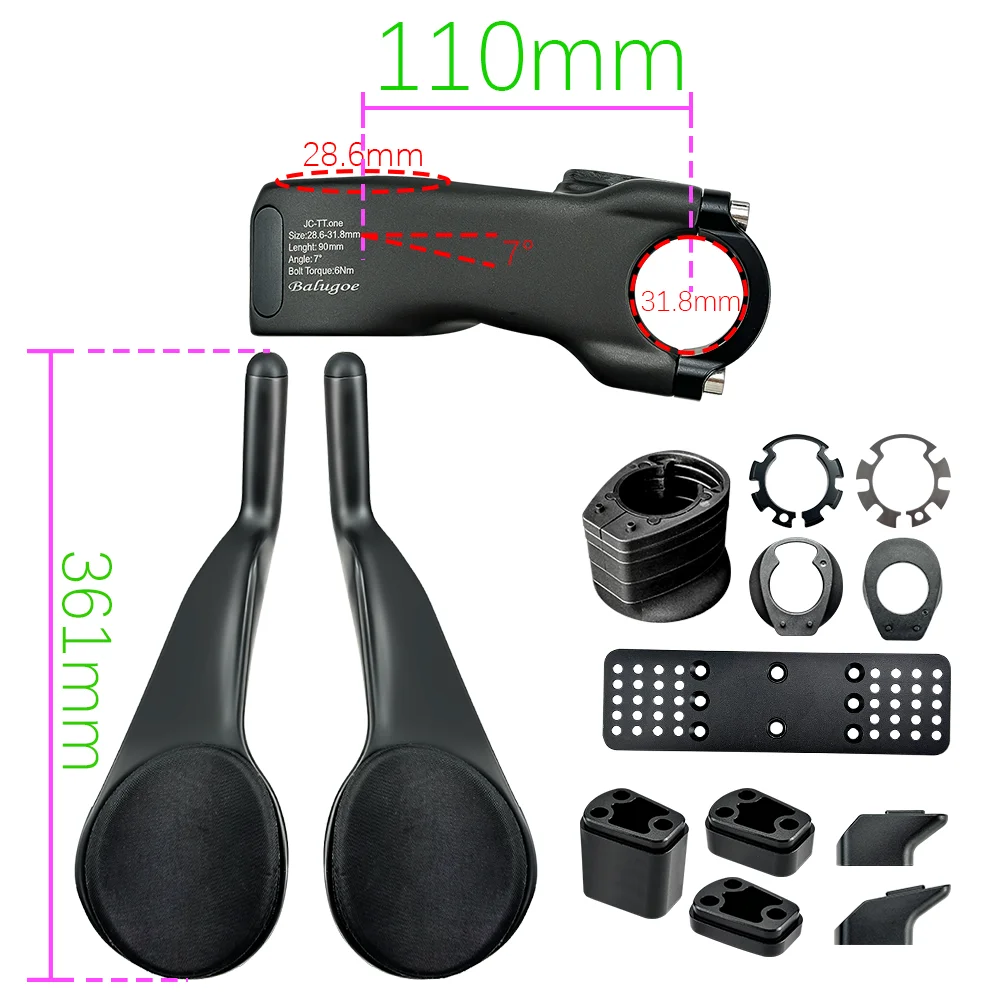 26 BALUGOE MTB Fietsstuurpen Verticale Pijpsteun HandvatTriathlon Gemodificeerde Highway Bike TT-handgreep, Lepelzijhandgreep, 28,6-31,8MM
