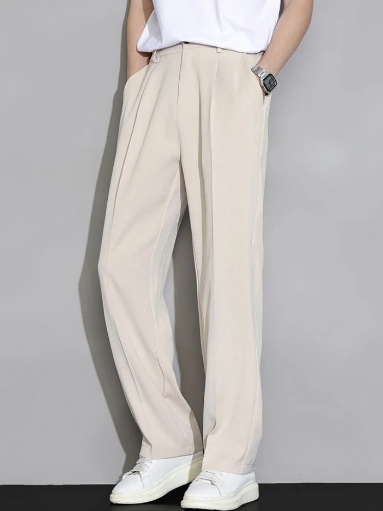 Verão calças casuais homem fino poliéster estilo coreano vintage harajuku moda venda longo streetwear baggy calças baratas para homem