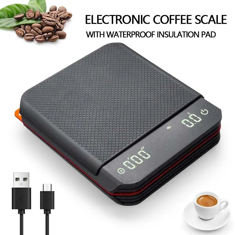 Black Coffee Scales High Precision Electronic Scales Palm Size Rechargeable Smart Espresso Scales with Timer 3 Modes Use