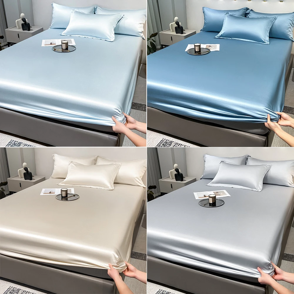 1PC Simple Solid Color Matte Three Piece Fitted Sheet Set, Bedroom Printed Bed Cover Set, Bedding  roupa de cama casal