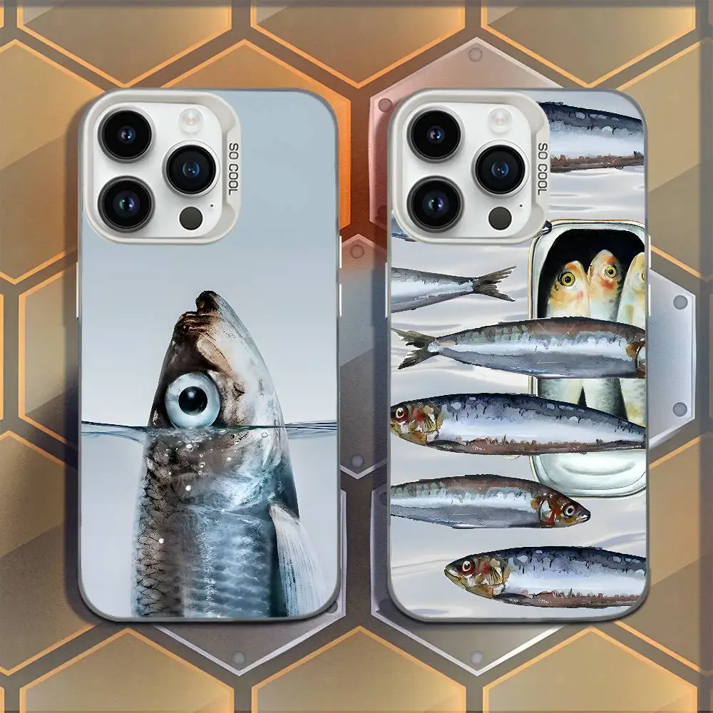 

Phone Case For iPhone 16,15,14,13,12,11,Mini,Pro,E,MAX Sardines White Candy Matte Shockproof Cover