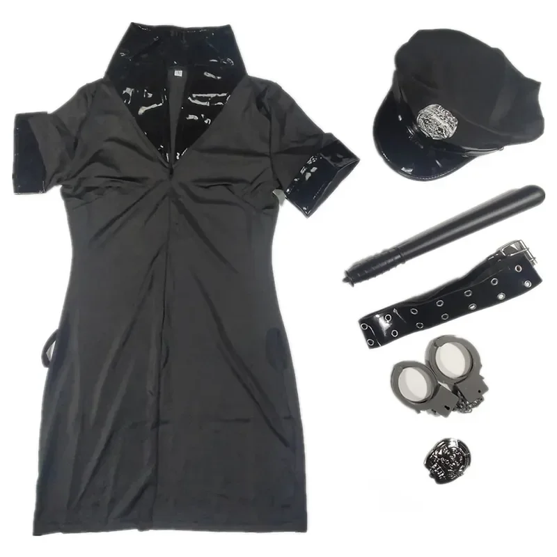 Cosplay Women Sexy Naughty Lingerie Police Costumes Set Halloween Party Cop Officer Uniforms Erotic Nightclubs DS Stage Outf MN3