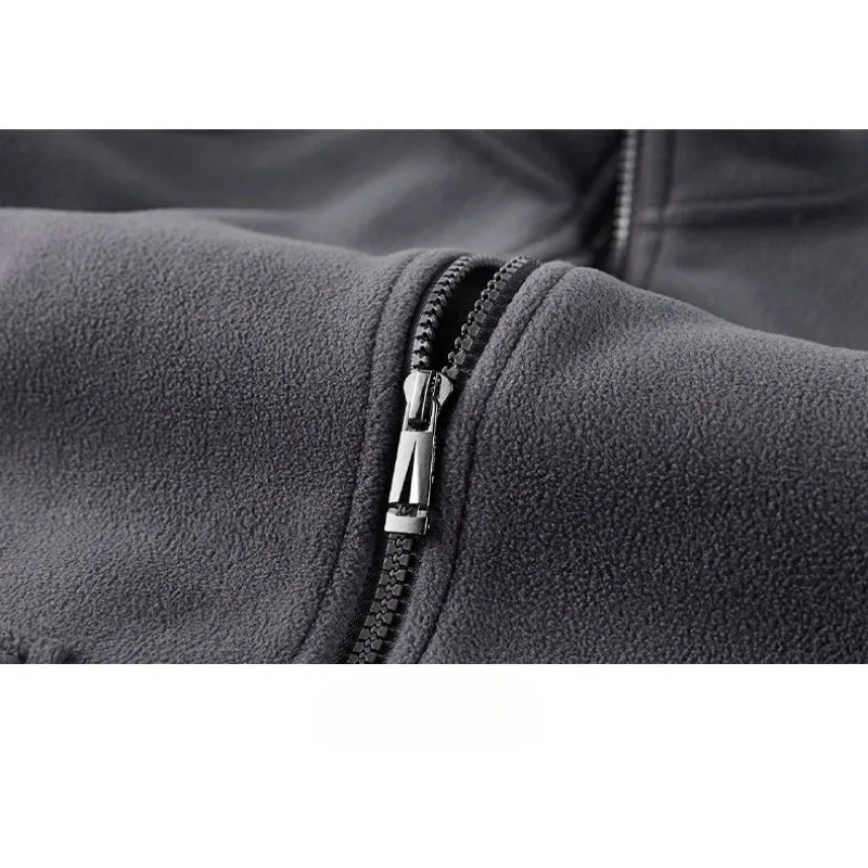 Autumn Winter Fleece Jacket Warm Men Zipper Sweatshirt Pockets Coats Loose Sportswear Men Clothing Military Long Sleeve Tops
