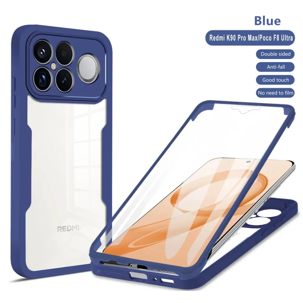 Handyhülle für POCO M7 M8 F8 X8 Pro Max Ultra 5G mit Displayschutz Klar 360° Transparent Vollschutz