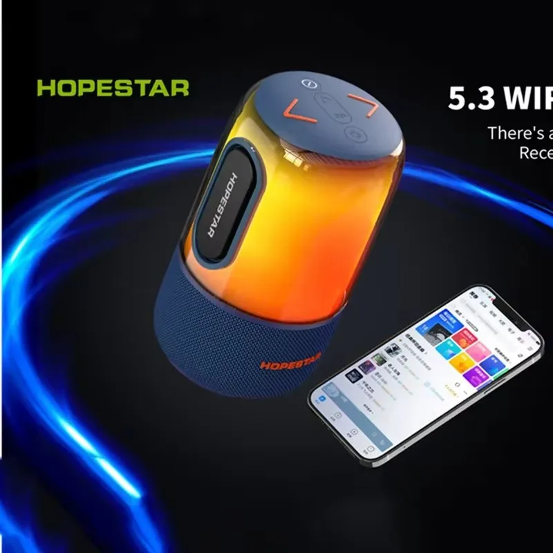 Alto-falante sem fio bluetooth pulso led flash luz ipx6 à prova dwaterproof água áudio festa ao ar livre soundbox 360 estéreo surround hopestar SC-03