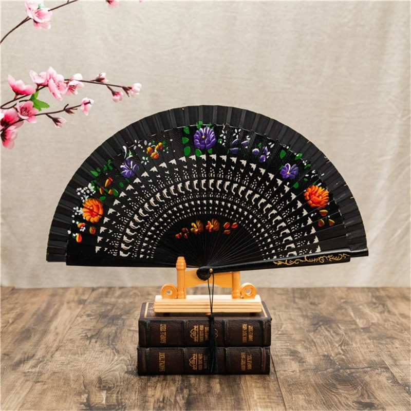 Spanish Double Sided Painted Folding Fan Decorative Ornament Crafts Supplies for Children Girl Boys Festival Holiday