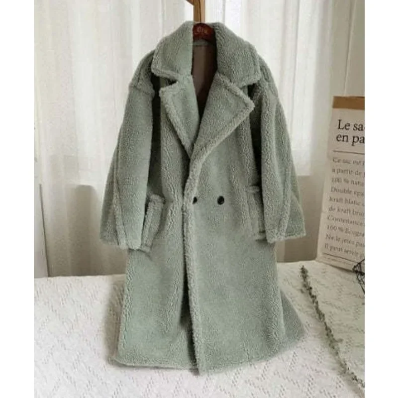 Coat Lamb Wool Long Sleeve Pockets Fur Jackets Trend Loose Faux Fur Coat Women\'s Overcoats Clothing Mid-Length Outwear Coats