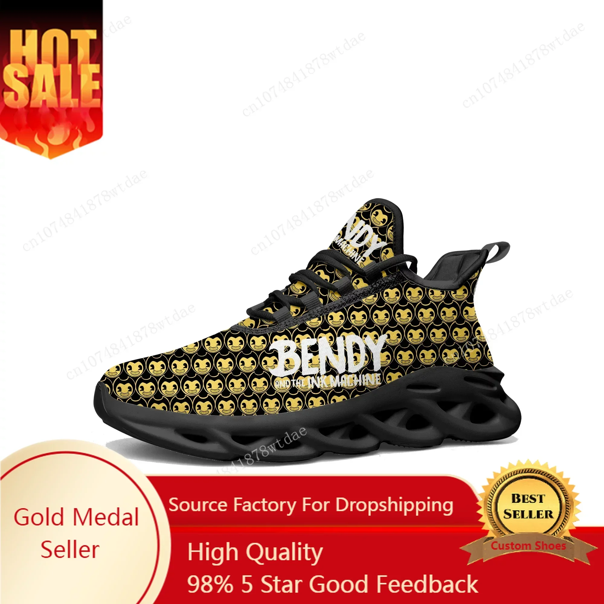 Anime Game I-Ink M-Machines Flats Sneakers Mens Womens Teenager B-Bendy Sports Running Shoes Custom Lace Up Mesh Footwear