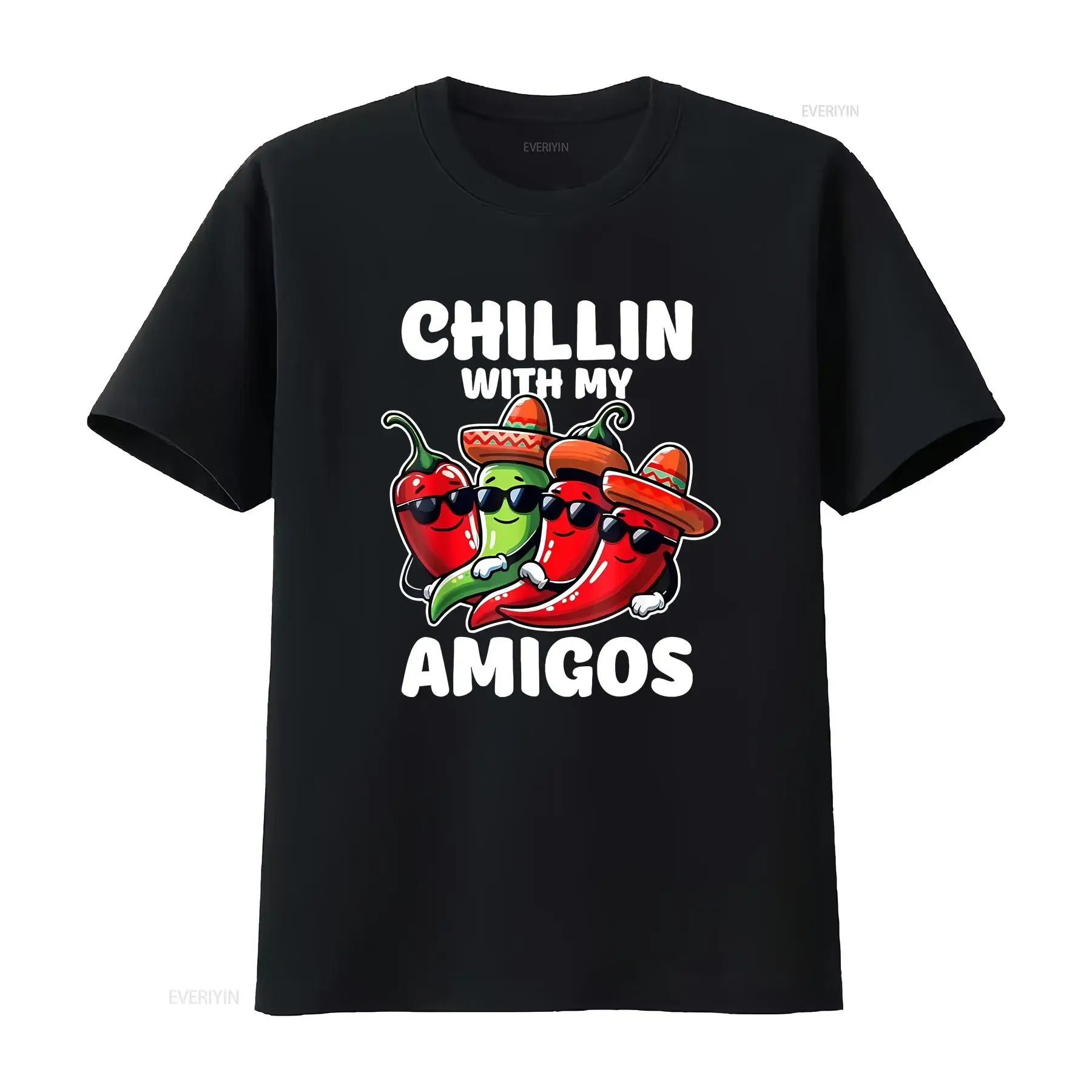 Green And Red Chilli Hot Pepper Cinco de Mayo Funny T Shirt vintage Washed Breathable Soft Versatile designer clothes Casual