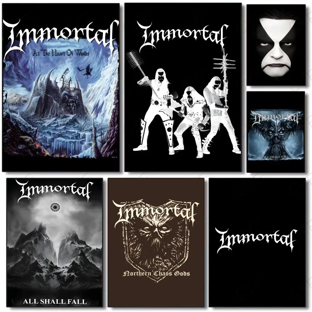 Epic Black Metal Band I-IMMORTAL Poster Poster Painting Wall Art Mural for Living Room Home Decor and Gifts