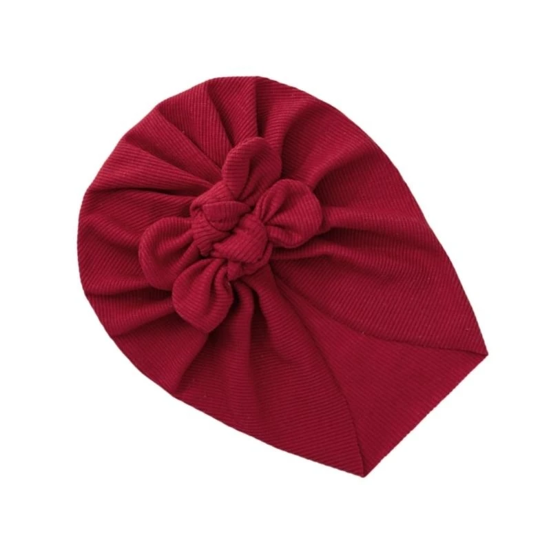 090B Soft Bonnet Cap Elastic Turban Hat Headwraps with Bowknot Beanie Cap Headwrap for Baby Infant Toddler Newborn 0-2Years