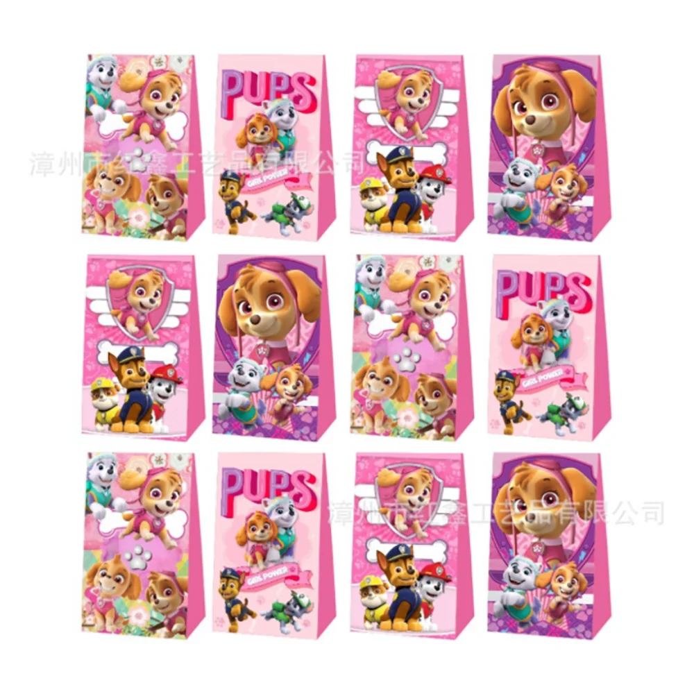 Boîte à bonbons rose de dessin animé PAW Patrol, mini sac cadeau en papier pour chien, décorations de fête d'anniversaire pour enfant, fournitures de fête, cadeau pour enfants