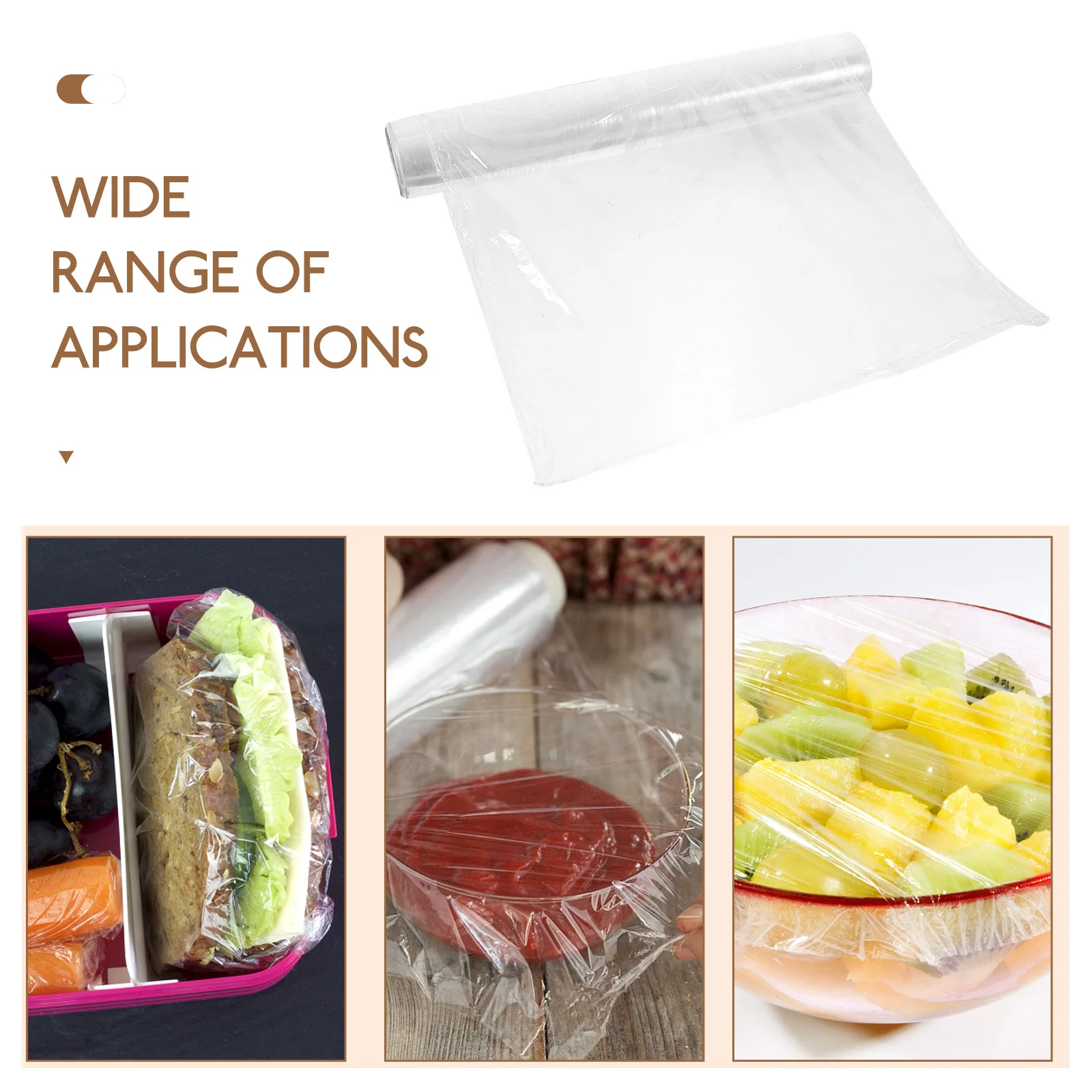 

1 Roll Elastic Cling Wrap Food-Grade Plastic Wrap for Food Preservation Kitchen Fresh Keeping Cling Film Film for Food