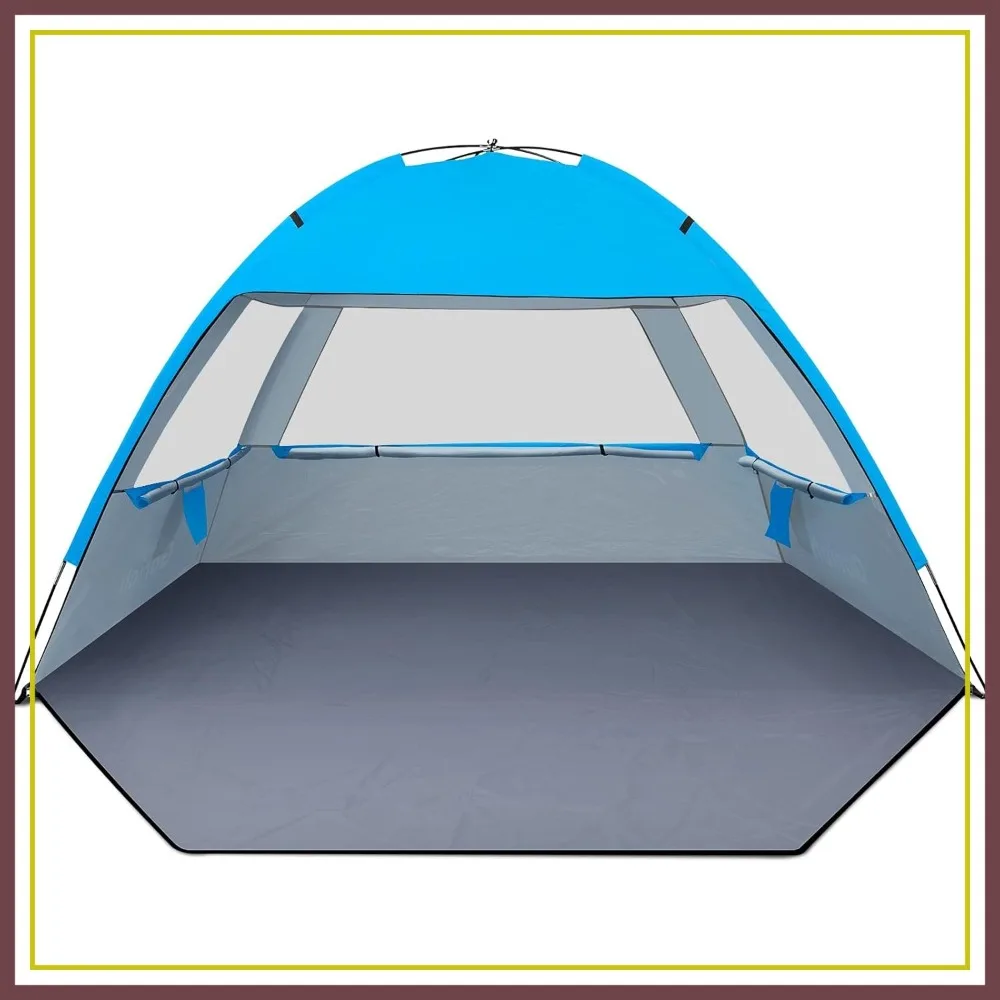 

Beach Tent Sun Shelter for 4-5 Person UPF 50+ UV Protection, Lightweight Easy Setup Portable Shade Canopy for Beach Camping