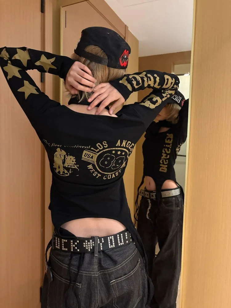 Women's 2026 Summer New Elegant Design Streetwear Printed Spicy Girl Letter Tight Long Sleeve Tee Y2K Hot Girl Going Out Top view 5