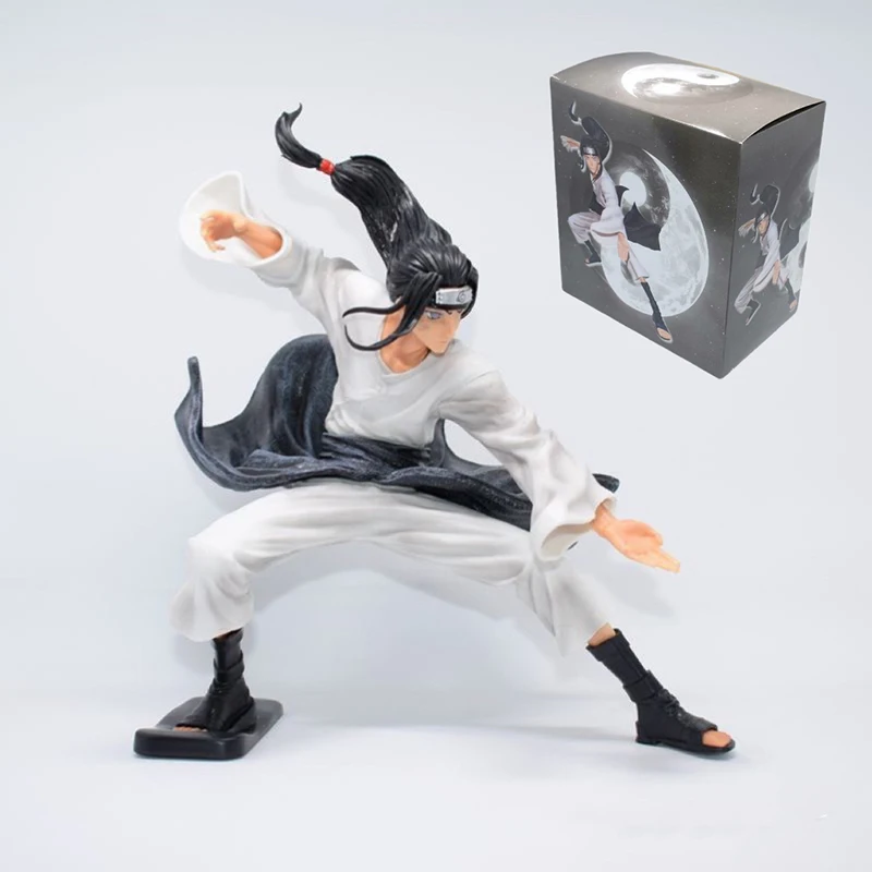 23cm Anime Naruto Figure Hyuga Neji Action Figure Ning Ci White Eyes Soft Fist Bagua Palm  PVC Collection Model Dolls Toys Gifts