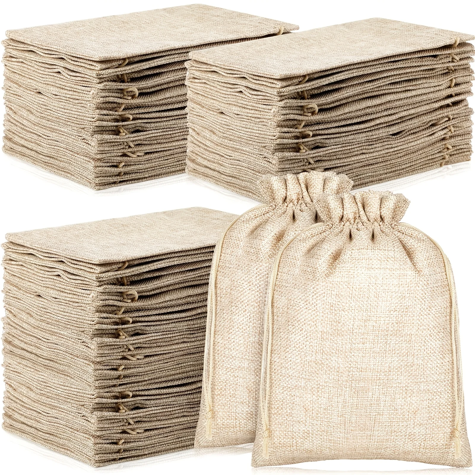 

Set of 100 Burlap Pouches Featuring a Drawstring, Measuring 7 by 9 Inches. Ideal for Rustic Gifts, Party Favors, Christmas Presents, Wedding Gifts, Jewelry Storage, And Crafts