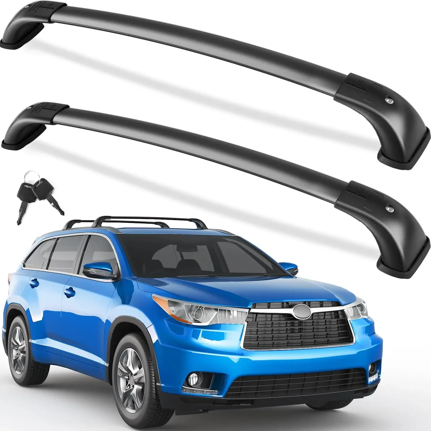 Roof Rack Cross Bars for 2014-2019 Toyota Highlander XLE Limited & SE | & LE Plus & LE 220lb Lockable Aluminum Heavy Duty Lockab