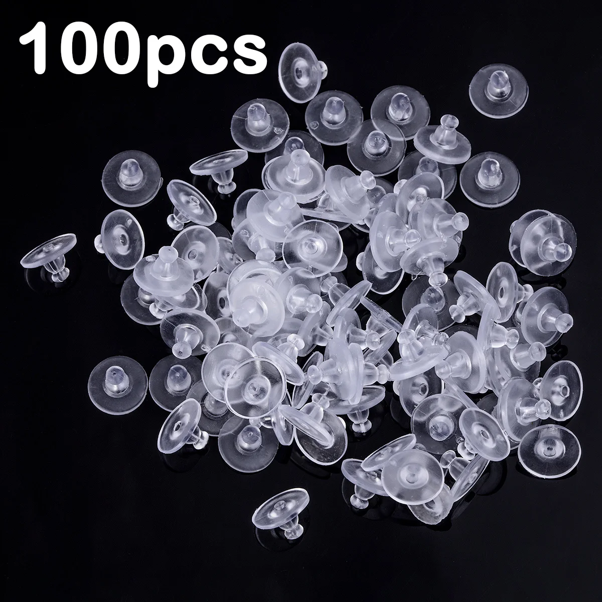 100–500 Stück Silikon-Ohrring-Verschlüsse, sicherer Kugel-Kupplungsstopper, klare Ohr-Clog-Muttern für DIY-Schmuck, Ohrstecker, Zubehör