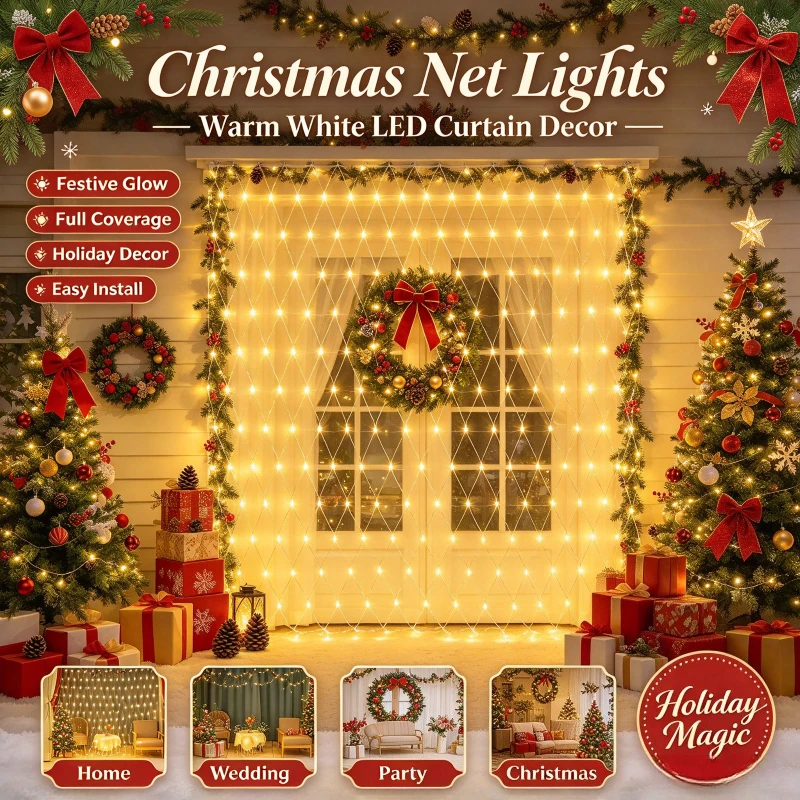 LED Net Mesh Fairy Lights Outdoor Waterproof Yard Patio Lamp for Lawn Pathway Walkway Decor Home Garden Path Light Night Glow