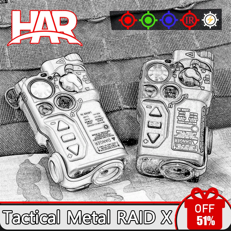 

WADSN Tactical Metal RAID-X Red Green Blue Dot Laser Softair IR Spotlight Metal Zeroing Indicator Airsoft Strobe Hunting Weapon