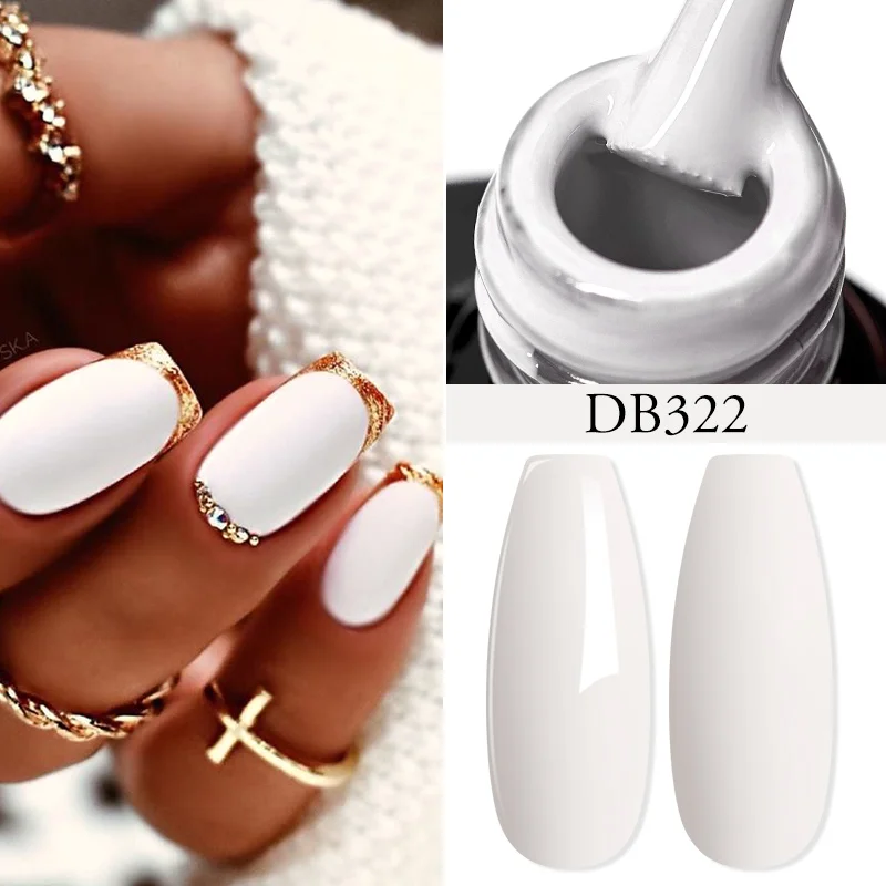 6PCS Nail Polish Gel Set Black White Popular Colors In Autumn Semi Permanent Soak Off UV Nail Art Varnish Kit Manicure Design