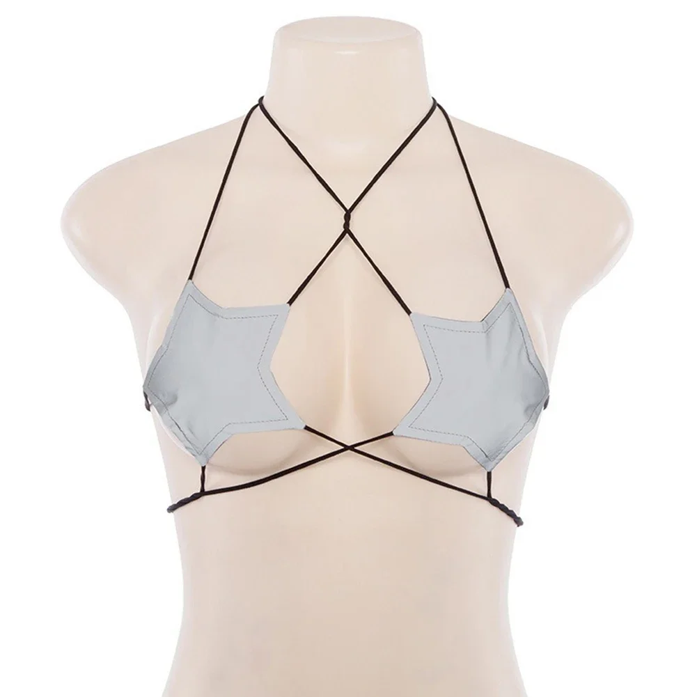 Sexy Lingerie Bra Women Star Shape Strap Hollow Bra Y2K Bustier Crop Halter Vest Leather Harajuku High Street Tank Tops