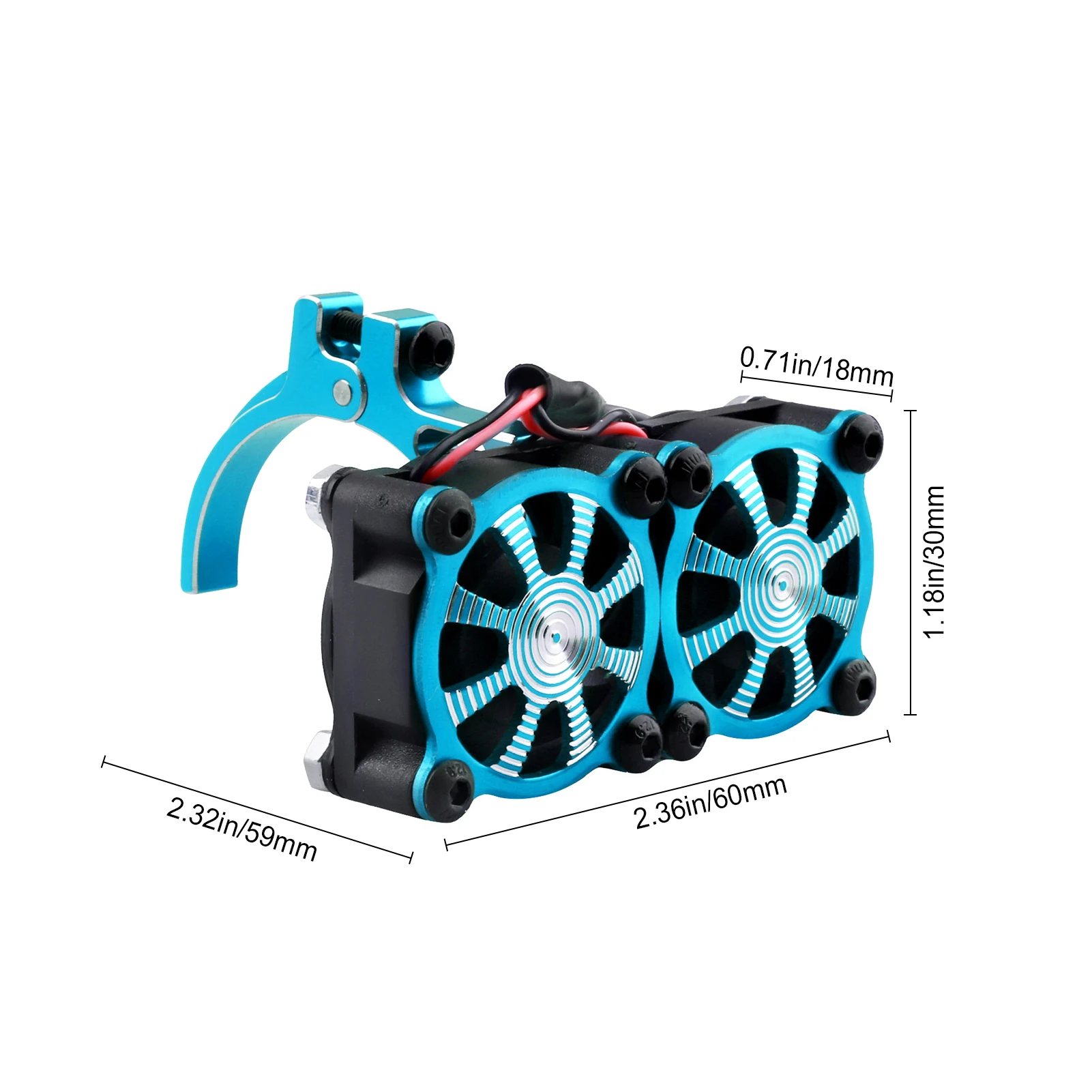 HobbyPark Blue Motor Fan Thermal Sensor Heatsink for 36mm 540 Brushless Motors TRX4 SCX10 & SCX10 II III Dual Twin