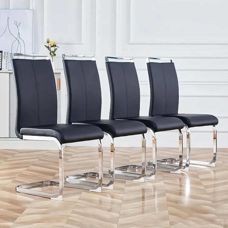 

For Modern Comfortable High Quality Unique PU High Backrest Dining Chair With Steel Legs